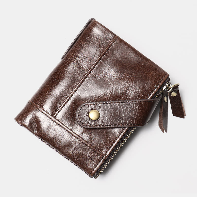 Large Capacity Leather Wallet RFID Blocking Bifold Multi Slot Card Holder