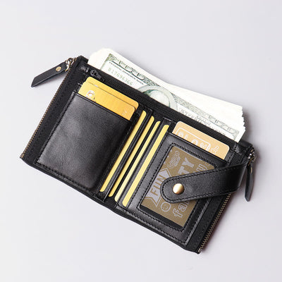 Large Capacity Leather Wallet RFID Blocking Bifold Multi Slot Card Holder