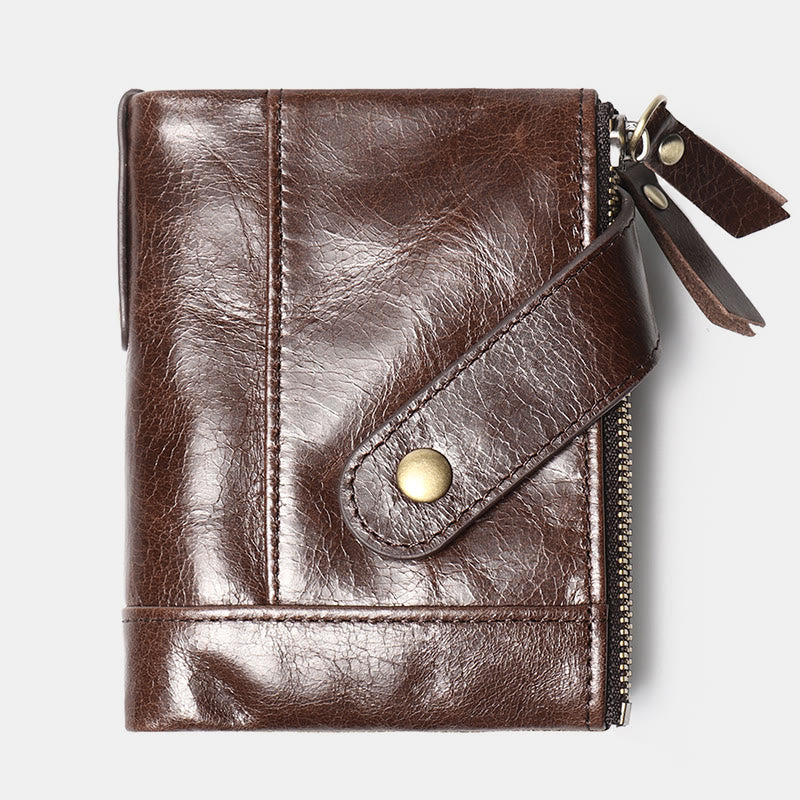 Large Capacity Leather Wallet RFID Blocking Bifold Multi Slot Card Holder