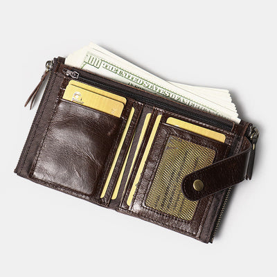 Large Capacity Leather Wallet RFID Blocking Bifold Multi Slot Card Holder