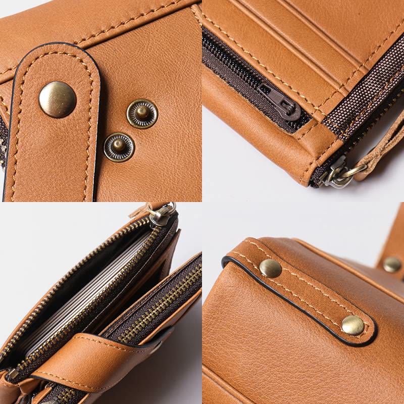 Large Capacity Leather Wallet RFID Blocking Bifold Multi Slot Card Holder