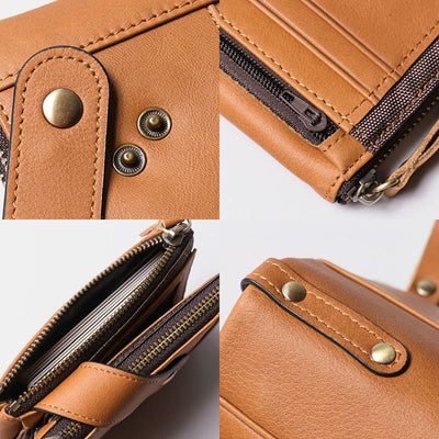 Large Capacity Leather Wallet RFID Blocking Bifold Multi Slot Card Holder