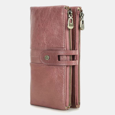 Wallets for Women Genuine Leather Cellphone Case Long Slim Credit Card Holder
