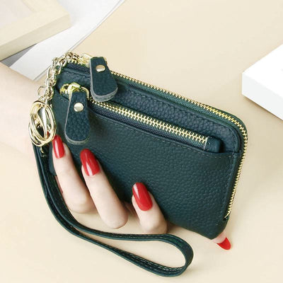 Women's Small Genuine Leather Wristlet Clutch Wallet Purse Card Holder