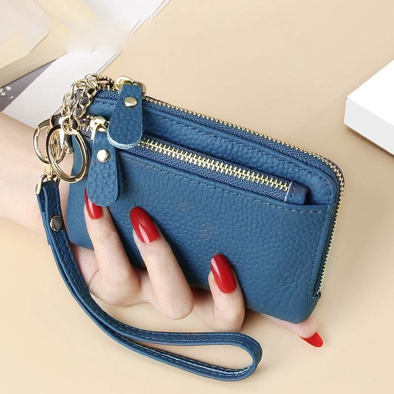 Women's Small Genuine Leather Wristlet Clutch Wallet Purse Card Holder