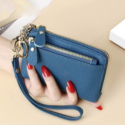 Women's Small Genuine Leather Wristlet Clutch Wallet Purse Card Holder