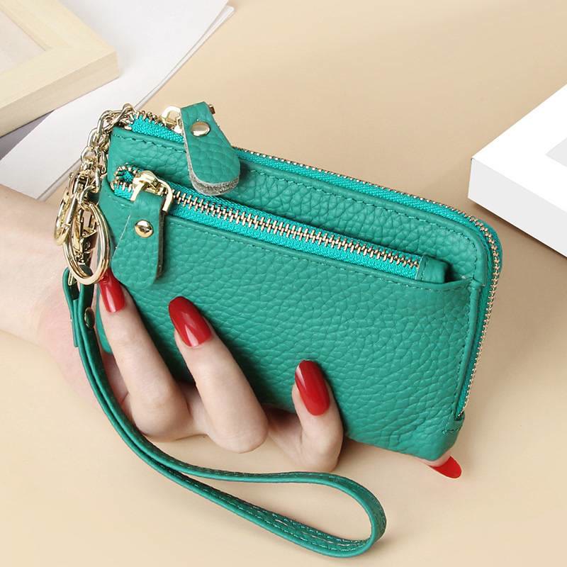 Women's Small Genuine Leather Wristlet Clutch Wallet Purse Card Holder