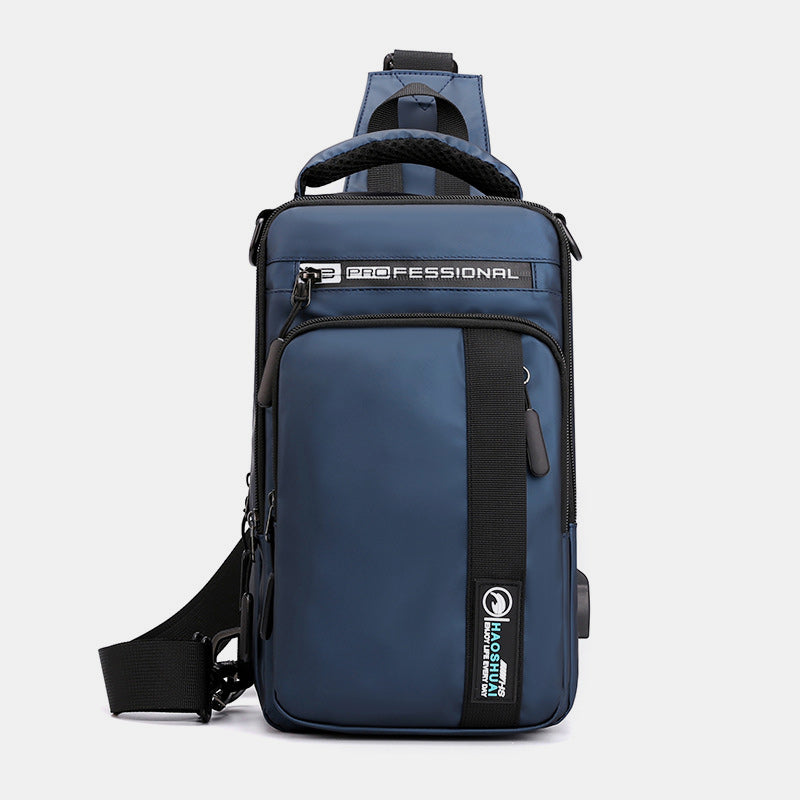 4 Way-use Lightweight Multi-Pocket Classic Sling Bag With USB Charging Port