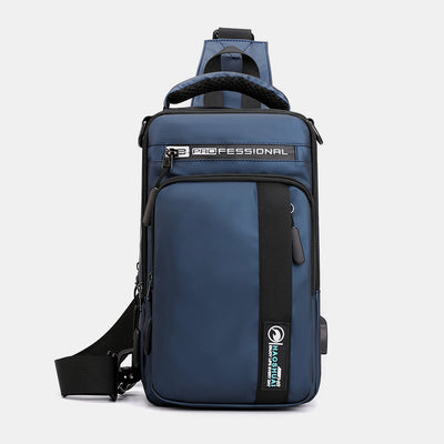 4 Way-use Lightweight Multi-Pocket Classic Sling Bag With USB Charging Port