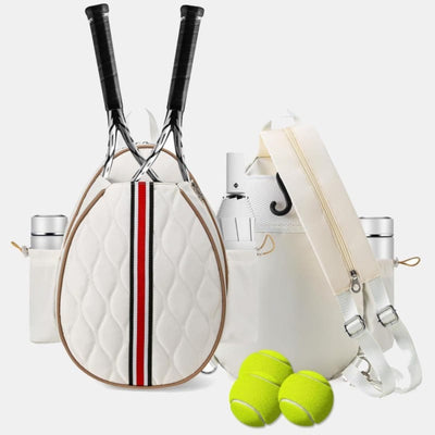 Quilted Tennis Sling Crossbody Bag Convertible Backpack Racket Bag - White - image 1