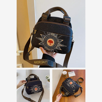 Triple Compartment Handbag Women Colorful Printing Oxford Crossbody Purse