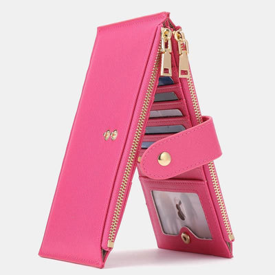 RFID Blocking Large Capacity Card Holder Classic Bifold Wallet  - DeepPink - image 19