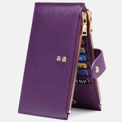 RFID Blocking Large Capacity Card Holder Classic Bifold Wallet  - Purple - image 17