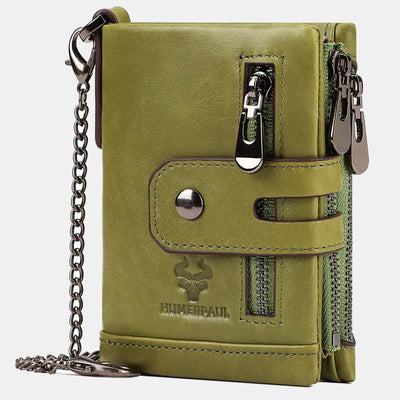 RFID Multifunctional Large Capacity Genuine Leather Wallet  - Green - image 14