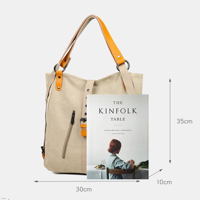 Large Capacity Multifunctional Retro Tote Bag Convertible Backpack - image 9