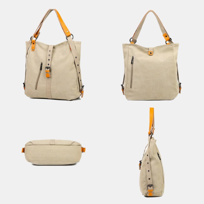 Large Capacity Multifunctional Retro Tote Bag Convertible Backpack - image 8