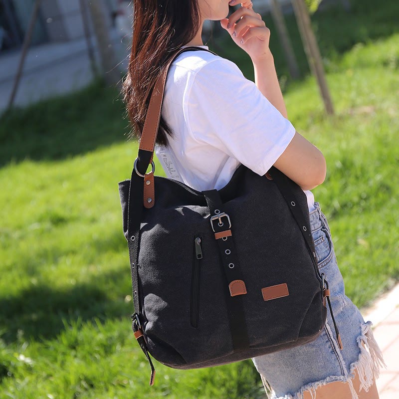 Large Capacity Multifunctional Retro Tote Bag Convertible Backpack - image 4