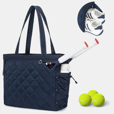 Waterproof Quilted Racket Bag Tote for Tennis Picketball Tote Shoulder Bag - Navy - image 0