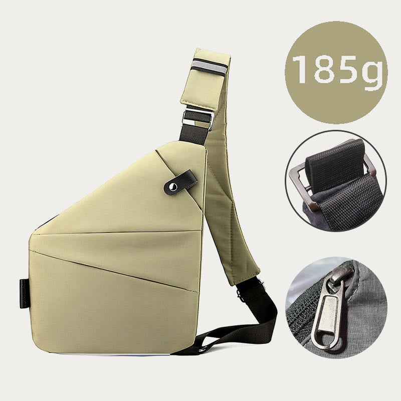 Anti-Theft Waterproof Sling Bag Chest Bag - PaleGoldenrod - Left Shoulder - image 18