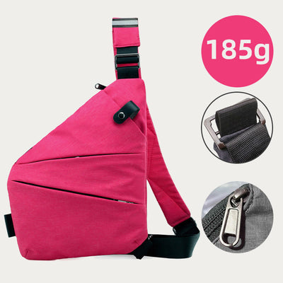 Anti-Theft Waterproof Sling Bag Chest Bag - HotPink - Left Shoulder - image 14