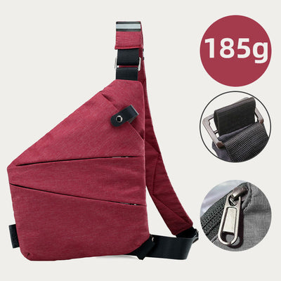 Anti-Theft Waterproof Sling Bag Chest Bag - FireBrick - Left Shoulder - image 17