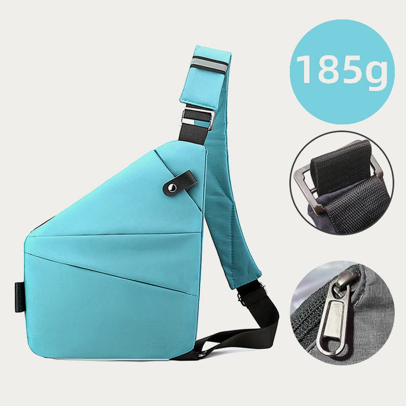 Anti-Theft Waterproof Sling Bag Chest Bag - Cyan - Left Shoulder - image 20