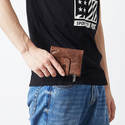 Men's RFID Blocking Card Holder Double Zip Wallet