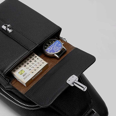 Men Leather Sling Bag Multipurpose Casual Bag Chest Bag Shoulder Bag