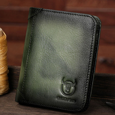 Wallet For Men Genuine Leather Vertical Multiple Slot Short Purse
