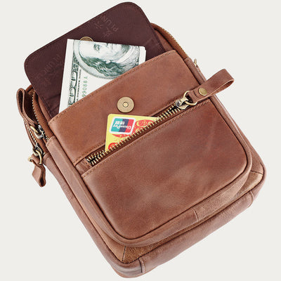Messenger Bag For Men Business Small Portable Leather Crossbody Bag