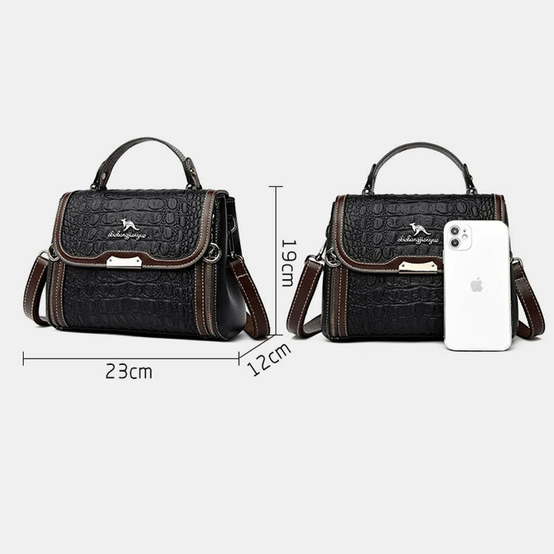 Crocodile Print Handbag For Women Roomy PU Leather Crossbody Bag