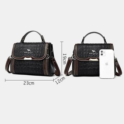 Crocodile Print Handbag For Women Roomy PU Leather Crossbody Bag