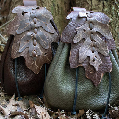Medieval Renaissance Leather Drawstring Coin Pouch Bag Waist Belt Bag