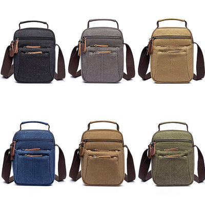 Vintage Multi-Carry Small Canvas Cross Body Purse Casual Shoulder Bag for Men