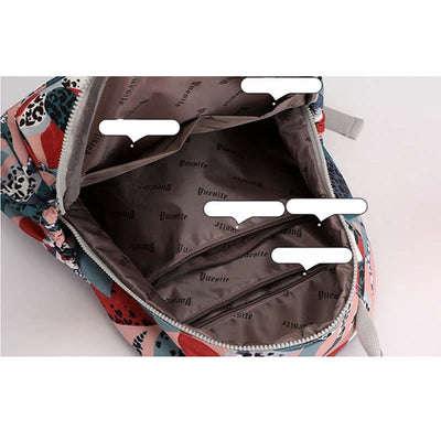 Backpack for Women Waterproof Multi-Compartment Printing Casual Nylon Lightweight Schoolbag