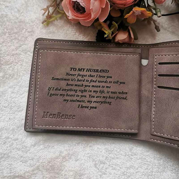 Trifold Engraved Wallet for Men PU Leather Wallet Gift for Husband