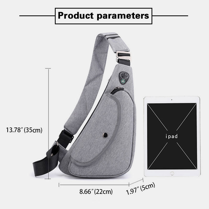 Waterproof Lightweight Multifunctional Anti-theft Casual Sling Bag With Headphone Jack