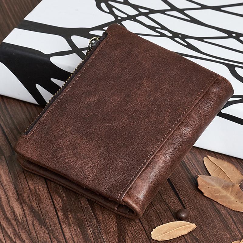 Men's RFID Blocking Card Holder Double Zip Wallet