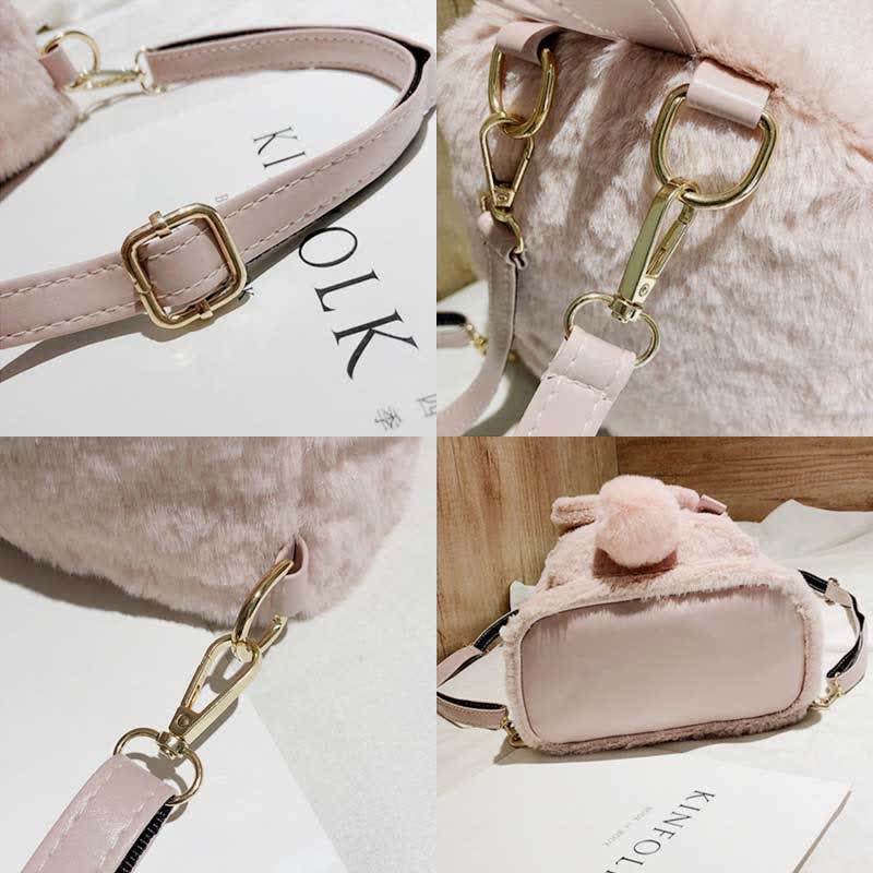 Cute Plush Backpack Daypack for Women Girls with Rabbit's Ear