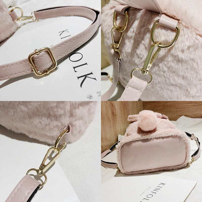 Cute Plush Backpack Daypack for Women Girls with Rabbit's Ear