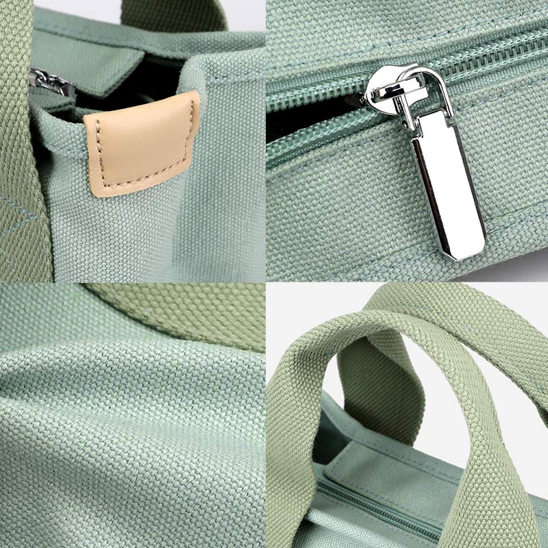 Multi-Pocket Handbag for Women Casual Canvas Tote Bag Daily Purse