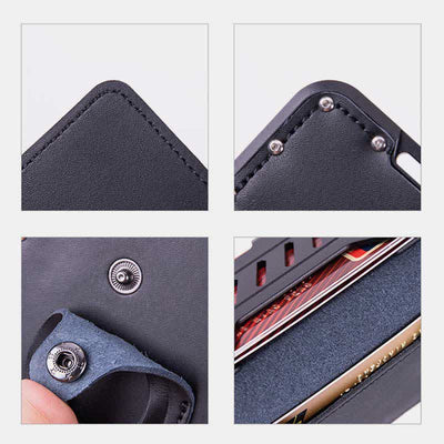 Genuine Leather Bifold Mens Leather Airtag Wallet BFID Blocking Card Holder