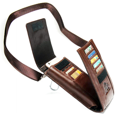 Genuine Leather Wallet Clutch Multi-Slot Waist Bag with Belt Loop Crossbody Strap