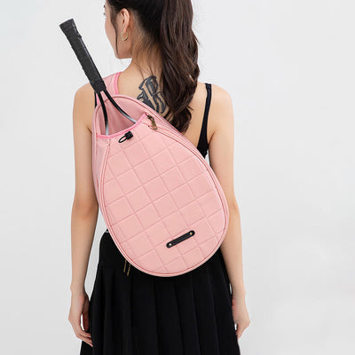 Racket Bag For Women Plaid Pattern Waterproof Polyester Crossbody Bag