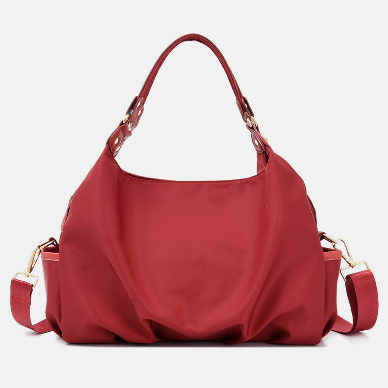Triple Compartment Tote Handbag Large Capacity Hobo Handbag with Crossbody Strap