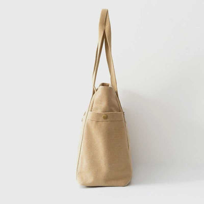 Large Capacity Canvas Shoulder Tote Bag Multiple Pocket Handbag Shopping Bag