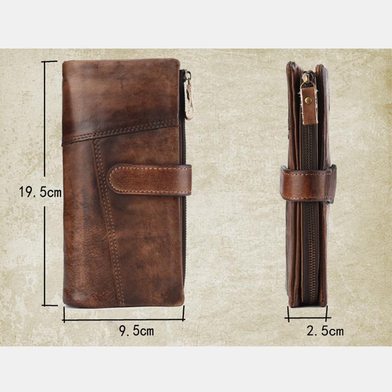 RFID Genuine Leather Long Wallet Purse