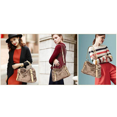 Women's Plush Elegant Shoulder Bag Tote Handbag