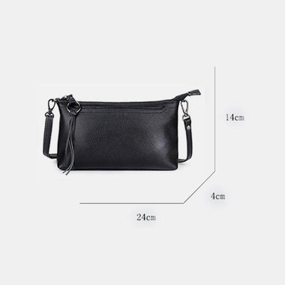 Genuine Leather Tassel Shoulder Crossbody Bag