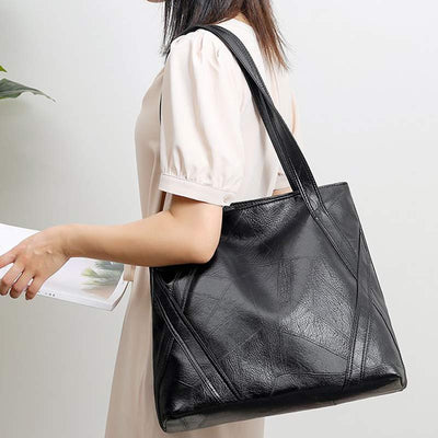 Large Capacity Women's Faux Leather Tote Shoulder Purse Casual Handbag